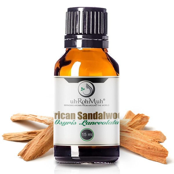 uh*Roh*Muh African Sandalwood Essential Oil 15ml - 100% Pure Steam Distillate of Heartwood of African Sandalwood for Aromatherapy-