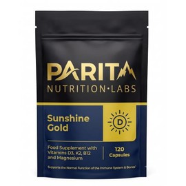PARITA Sunshine Gold 4-in-1 Vitamin D3 4000 IU with K2 MK-7, B12 & Magnesium Taurate – High Strength Immune & Bone Support – 120 Vegetarian Capsules