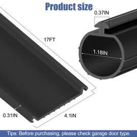 MYFAMIREA 17FT Garage Door Seals Bottom Rubber for Clopay Weather Stripping EPDM Weatherproofing Garage Door Bottom Seal Strip Replacement Kit for Single Slot, Flexible and Easy to Install, Black