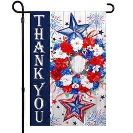 Thank You Veteran Garden Flag 12x18 Inch Double Sided Military Soldiers Veterans Day Memorial Day Patriotic Garden Flag for Yard Lawn Outdoor Decorative