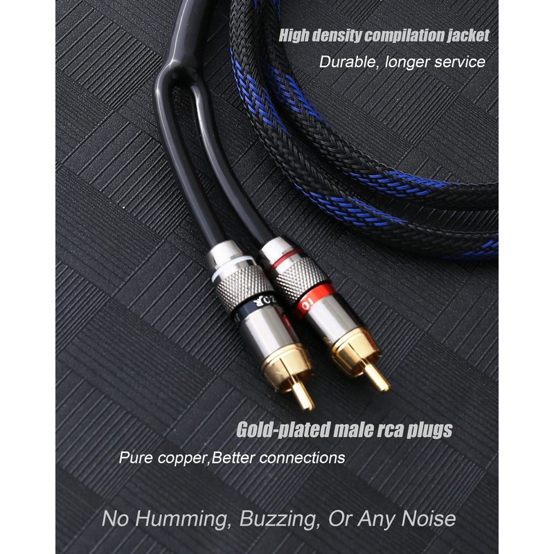 Diaianyfi Audiophile RCA to 2RCA Subwoofer Cable,1 RCA Male to