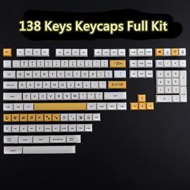 JakeTsai PBT Keycaps, 138 Keys XDA Dye Sublimation Keycap Honey Milk Keycap Cherry Profile Compatible 61/64/68/75/84/104/108 Keys (English)