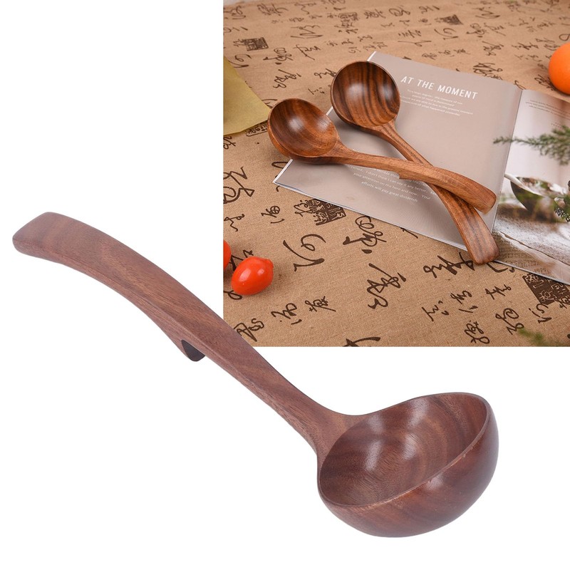 Wooden Soup and Cooking Ladle, Heat Resistant Ladle for Kitchenware