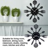 Black Kitchen Wall Clock Removable Modern Cutlery Kitchen Spoon Fork