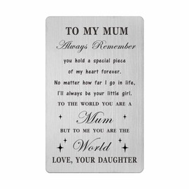 Mum Christmas Cards from Daughter - Mothers Day Gifts from Daughter, Thank You Mummy Wallet Card, Mum Birthday Ideas