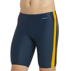 Sporti Jammers Swimsuit for Men, Piped Splice Swim Jammer Swimsuit - Navy/Gold - 38