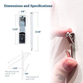 100 lb Picture Hangers for Drywall - Heavy Duty Mirror and Picture Hanger Hooks with Nails - Frame Hanging Hardware 100 Pack