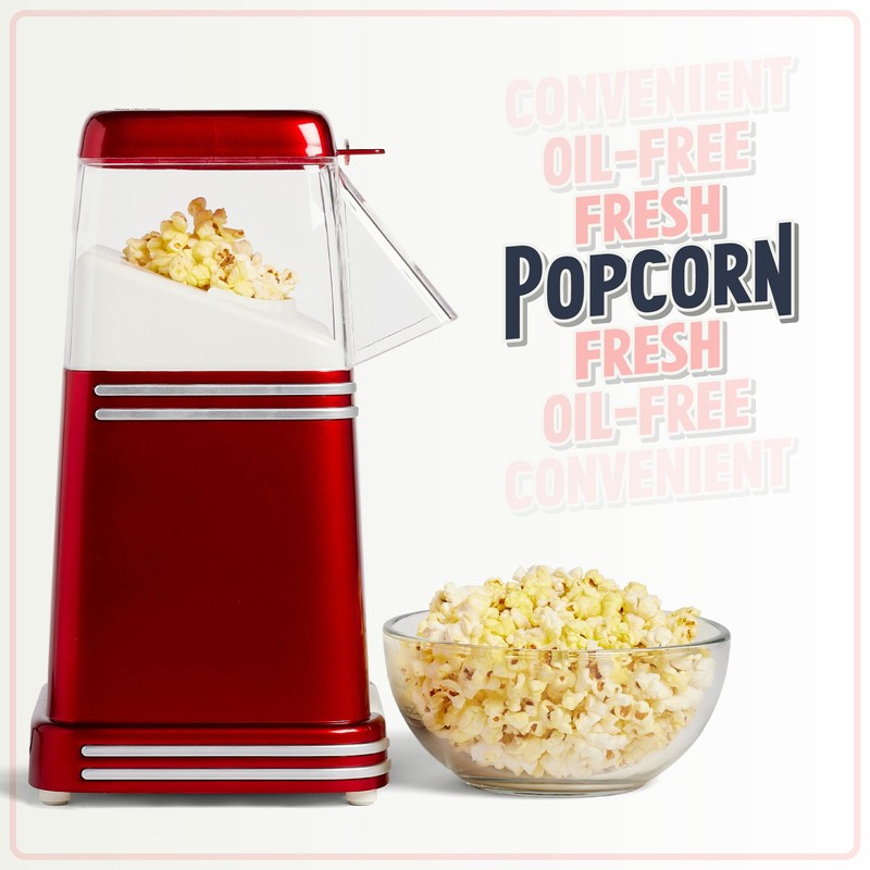 Nostalgia Hot-Air Electric Popcorn Maker, 8 Cups, Healthy Oil Free