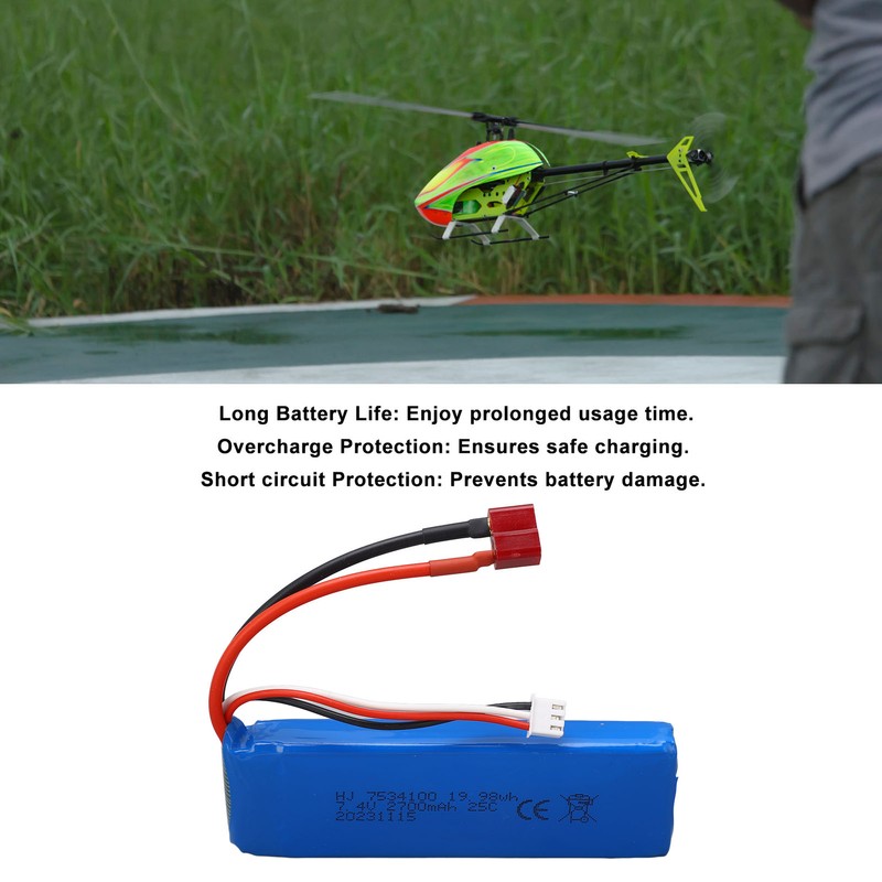 7.4V 2700mAh Battery Li Po Overcharge Short Circuit Protection Light