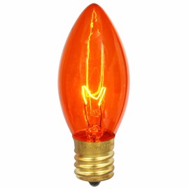 Vickerman C9 Transparent Amber Replacement Bulb, 7 Watt, 130 Volt, UL, E17 Base, box of 25