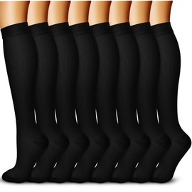 QUXIANG Copper Compression Socks for Women & Men Circulation (8 Pairs) - Best for Running Athletic Cycling - 15-20 mmHg (S/M,Multi 16)