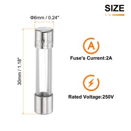 HARFINGTON 10pcs Fuses 2A 250 Volt Fast Blow Glass Fuse F2AL250V 6x30mm Fast Acting Fuses for Christmas Light Electrical Systems Microwave Ovens TVs Fans Lights Oven