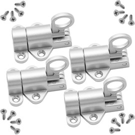 CEEYSEE 4 PCS Window Gate Latch,Door Spring Bolt, Aluminum Alloy Security Automatic Hasp Lock,Bounce Lock for Window Door,Shed Doors Gates and Outhouse Doors (U/FJ/Silver)