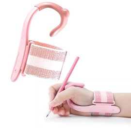 Booge 1 Pc Pencil Grip Corrector, Hook Wrist Corrector for Correcting Pen Holding Posture Handwriting Writing Posture Correction Trainer, Pink