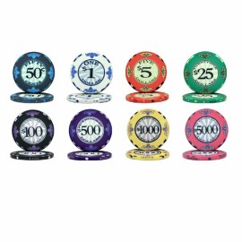 50 Blue 50¢ Cent Scroll Ceramic Poker Chips - Buy 3, Get 1 Free - Mix & Match!