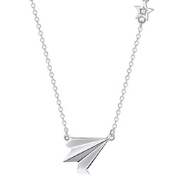 Helen de Lete Paper Airplane 925 Sterling Silver Collar Necklace