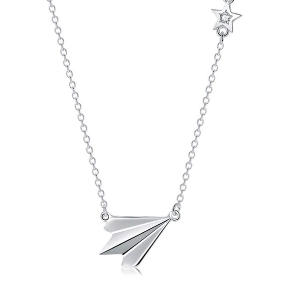 Helen de Lete Paper Airplane 925 Sterling Silver Collar Necklace