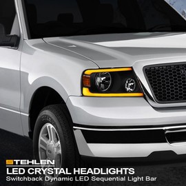 Stehlen 642167827337 Compatible With 2004-2008 Ford F150 / 2006-2008 Mark LT Switchback Sequential LED Strip Bar Headlights With Signal Amber - Black