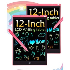2 Pack LCD Writing Tablet, 12 inch Colorful Toddler Drawing Pad Doodle Board, Erasable Educational Toy Christmas Birthday Gift for 3 4 5 6 7 Year Old
