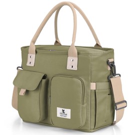 Hafmall Insulated Lunch Bag for Adults,Big lunch box for men, Wide Opening Insulated Bag with Shoulder Strap, Reusable Adult Lunch Bag For Work, Picnic(Deep Greene)