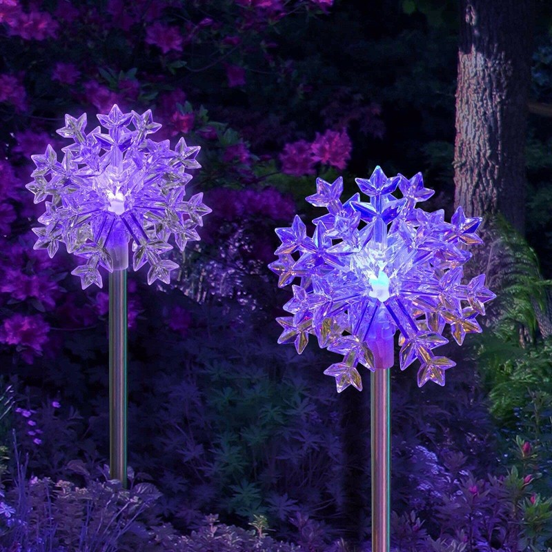 JAYXC HOME Set of 2 Big Snowflakes 3D Solar Garden