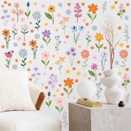 CELAENO Wall Stickers Flowers Plants Wall Kids Room Boys Girls Bedroom Decor Wall Art DIY 102pcs (Flower3)