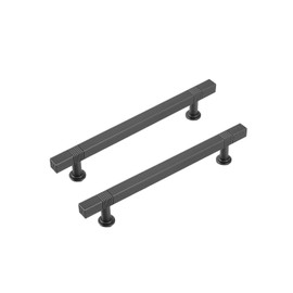 Xisakaca 2 Pack Gray Cabinet Pulls 5in(128mm) Furniture Hardware Door Handle Kitchen Pulls for Cabinets with Drill Mounting Template 6.77in(172mm) Overall Length