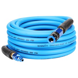 EADUTY Hybrid Air Hose 1/4 In. x 25 ft, Lightweight, Flexible, Durable Air Compressor Hose with Aluminum Universal Quick Coupler and Industrial Plug, Blue