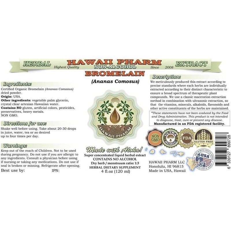 Bromelain Alcohol-Free Liquid Extract, Bromelain (Ananas Comosus) Dried Powder Glycerite