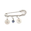 Crystal Safety Pin Brooch with Heart Charm and Monogram Shell