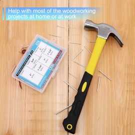 376pcs Hardware Assortment Kit With 2" Nails & 8oz Claw Hammer for Hanging Pictures, Finishing, Wall, Small, Wood Nails and Hammer