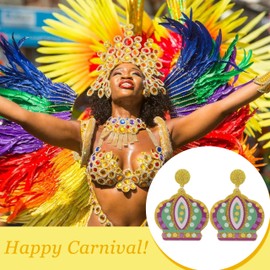 Mardi Gras Earrings Mardi Gras Outfit Shirts for Women Acrylic Carnival Dangle Earrings Jewelry Mardi Gras Accessories for Women