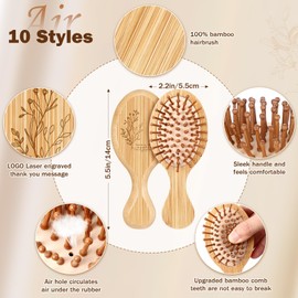 Tioncy 10 Pcs Christian Gifts Mini Hair Brush for Women Christmas Inspirational Bible Verse Wooden Hairbrush Natural Dangler Brush Paddle Comb Church Aesthetic Religious Gift for Curly or Long Hair