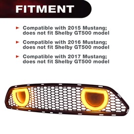 EOMD Mach 1 Front Bumper Grille Compatible with 2015-2017 Mustang W/DRL and Turn Signal Lights, Not fit Shelby/ GT500