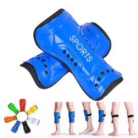 Espinilleras de fútbol juvenil para niños, equipo de protección de pantorrilla, equipo de fútbol, espinilleras, mangas de protección para niños, niñas, jóvenes, niños pequeños, adolescentes, adultos (azul, S 3'3 - 3'9)