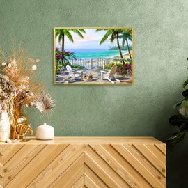 Chair Diamond Art Kits for Adults-5D Diamond Painting Kits Art for Adults Beach, Diamond Painting,Diamond Art,Gem Art Kits for Home Wall Decor (12x16inch) Landscape