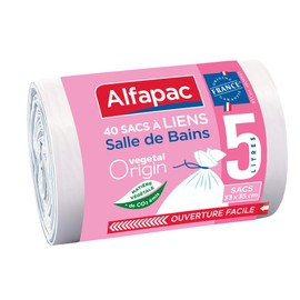 Alfapac with Ties for Bathroom 5 Litre Bin Liners – 1 Pack of 40 Bags