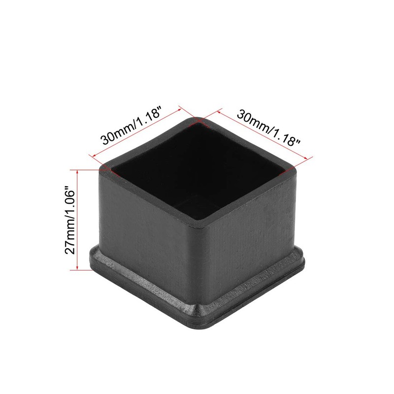 sourcing map Rubber Furniture Caps 30mm x 30mm Square Shaped