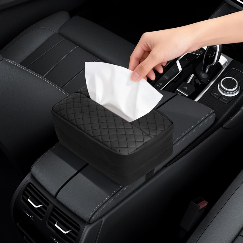 YAVIV Car Tissue Case PU Leather Material Fits Within 8.9