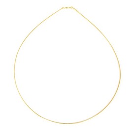 1mm 18K gold plated on solid sterling silver 925 Italian Omega chain necklace chocker with spring ring clasp - inch 16"/40cm