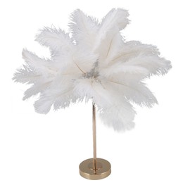 Feather Table Lamp,Artistic Romantic Bedroom Decor Small Night Stands Light,3 Color Dimming Desk Lamp with Gold Metal Base 30pcs Feather