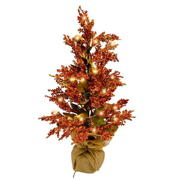 Svndlyn Lighted Berries Table Tree Thanksgiving Tree with Timer Yellow