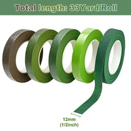 GCVOPTON 5 Roll Floral Tape, 1/2 Inch 30 Yard Florist Tape, Flower Wrap Tape for Fresh Flowers Artificial Flowers Arrangements Crafts, Wedding Bouquet Florist Supplies
