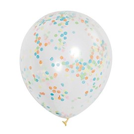 Multicolor Confetti Clear Latex Balloons (30cm) Pack of 6 - Transparent Premium Latex, Perfect for Parties & Celebrations