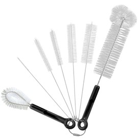 U Chef Juego de 7 Cepillos para Lavar Botellas y Limpiador de Popotes Largos, Kit de Escobillones de 30 cm para Biberones, Termos y Cuellos Estrechos, Cerdas de Nylon y Acero Inoxidable Flexibles