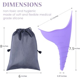 v cool livat Travel Female Urination Device - 2 Pack Reusable Silicone Portable Lady Urinal Pee Funnel Pee Urine Cups Standing Up Camping Outdoor Drawstring Discreet Carry Bag