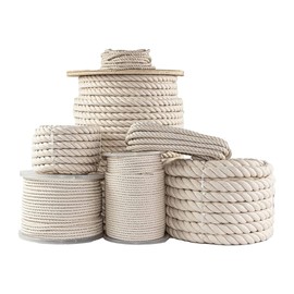 SGT KNOTS Twisted 100% Cotton Rope for DIY Projects, Crafts, Macrame Cord, Commercial, Agricultural - High Strength, Natural (1" x 50ft, Natural)