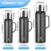 Insulated Vacuum Thermo Bottle 1500ml/50.7oz with Cup Stainless Steel Coffee