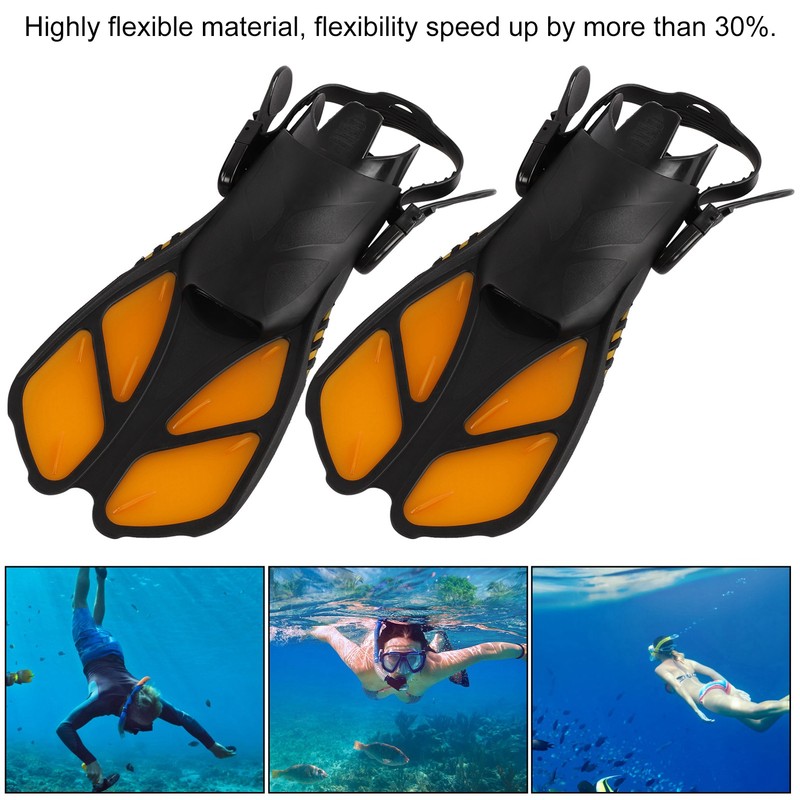 2pcs Adjustable Snorkel Fins Soft TPR Open Heel Long Diving