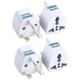 VARELLI Canada USA to UK, England Ireland HK Singapore Malaysia Qatar Travel Adapter (Type G) - 3 Prong to 3 Prong Universal Outlet Adapter for Charge Your Cell Phone, Laptops, Tablets (4Pack)